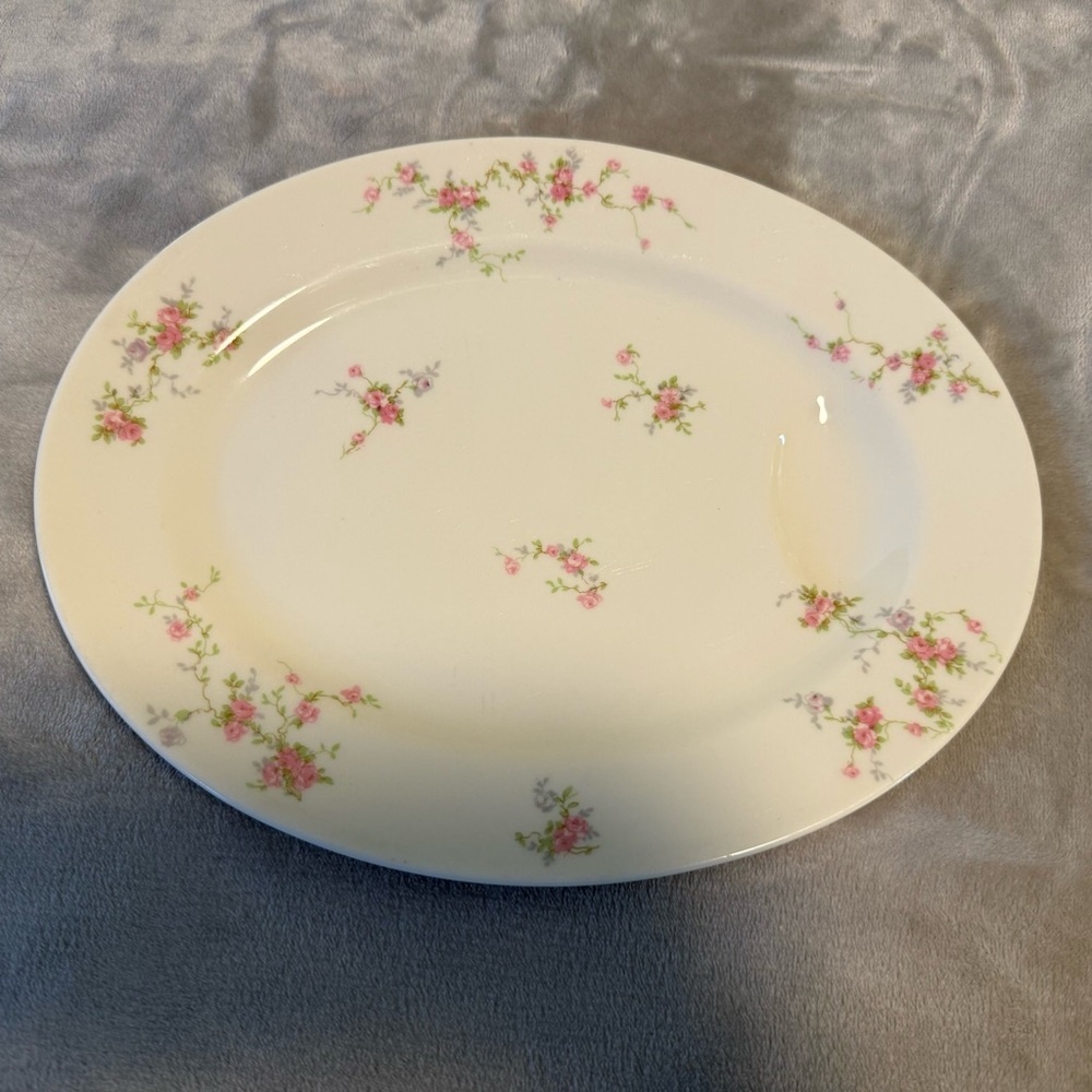 Theodore Haviland New York Serving PLATTER‎ Oval Large Pink Floral Spray Shabby
